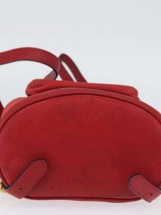 Salvatore Ferragamo Vala Backpack Suede Red Gold Auth BA11218 main image 12
